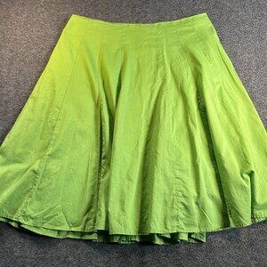 Vintage Y2K 90s George Green Midi Skirt Size 8 Boho Fairycore Pleated Cotton